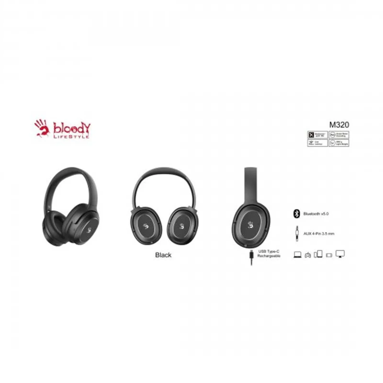 Гарнітура A4Tech Bloody M320 Black, M320 (Black) UA