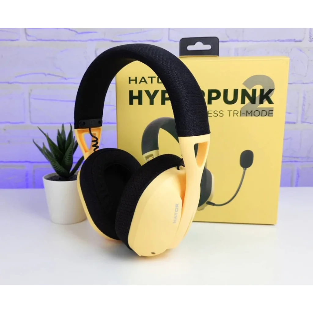 Bluetooth-гарнітура Hator Hyperpunk 2 Wireless Tri-mode Black/Yellow (HTA-857) UA