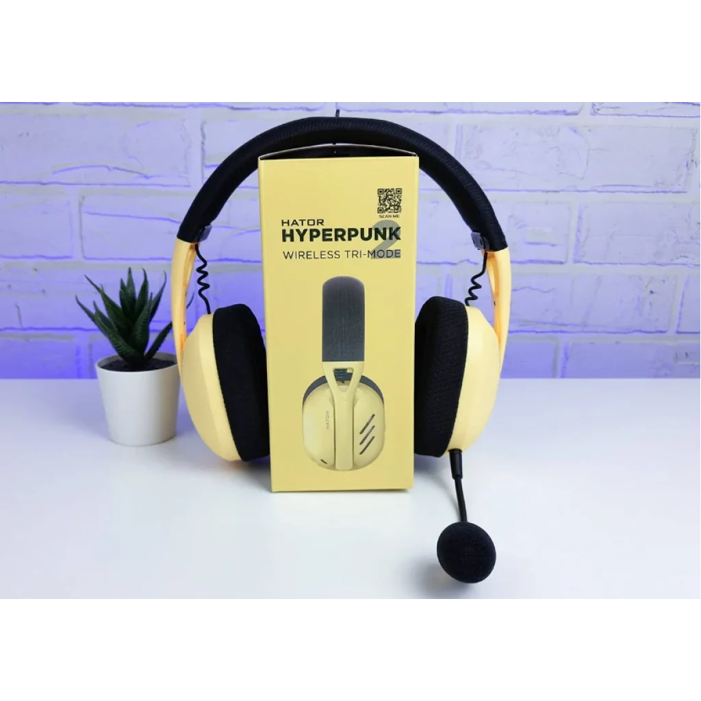 Bluetooth-гарнітура Hator Hyperpunk 2 Wireless Tri-mode Black/Yellow (HTA-857) UA