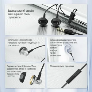 Гарнитура ColorWay Slim 3.5 mm Wired Earphone Blast 1 Black (CW-WD01BK) UA