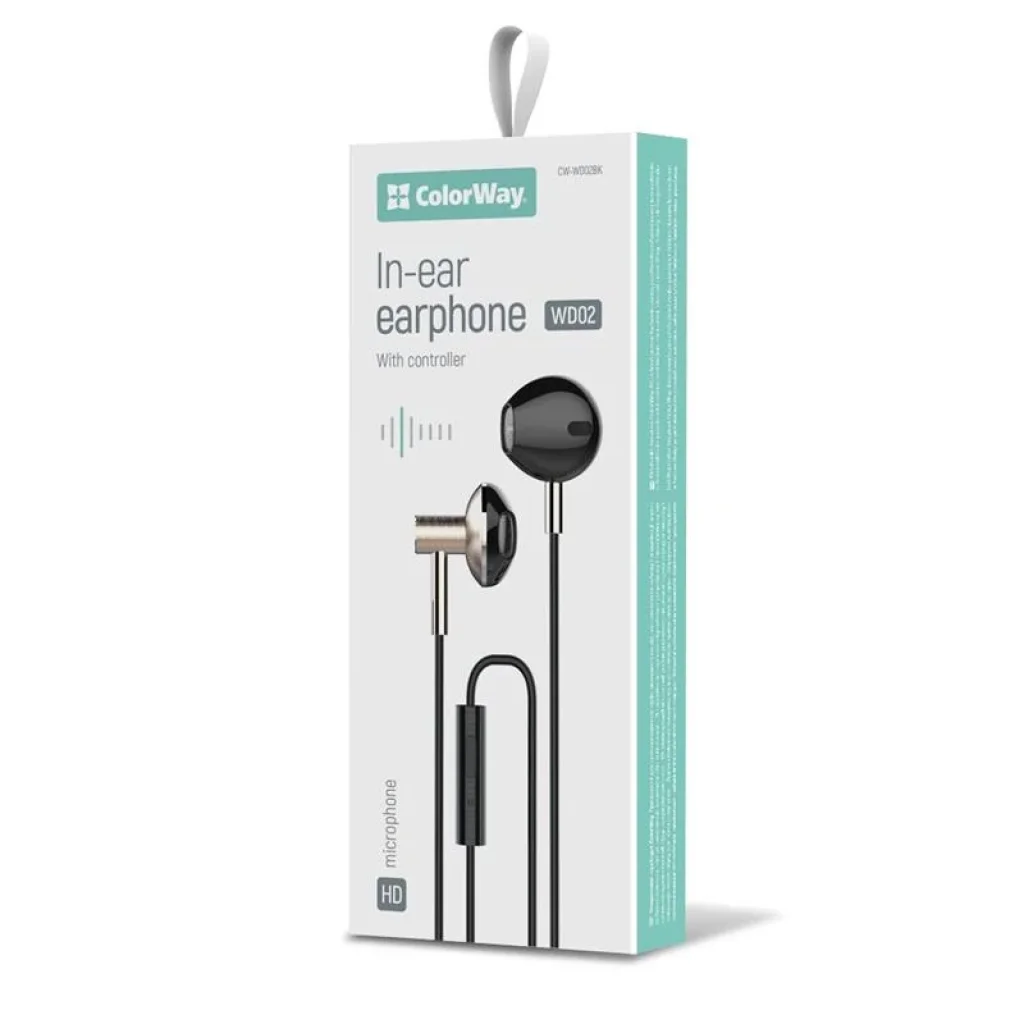 Гарнитура ColorWay Slim 3.5 mm Wired Earphone Blast 2 Black (CW-WD02BK) UA