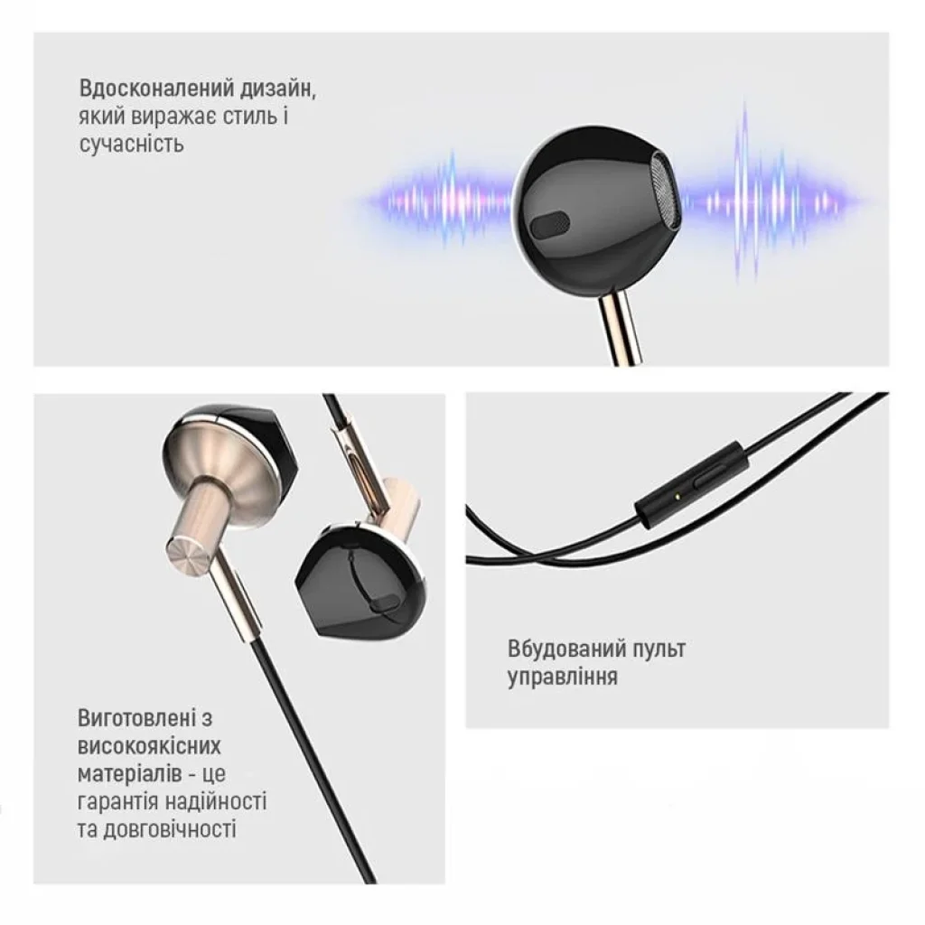 Гарнитура ColorWay Slim 3.5 mm Wired Earphone Blast 2 Black (CW-WD02BK) UA