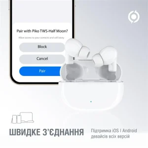 Bluetooth-гарнітура Piko TWS-HalfMoon White (1283126583391) UA