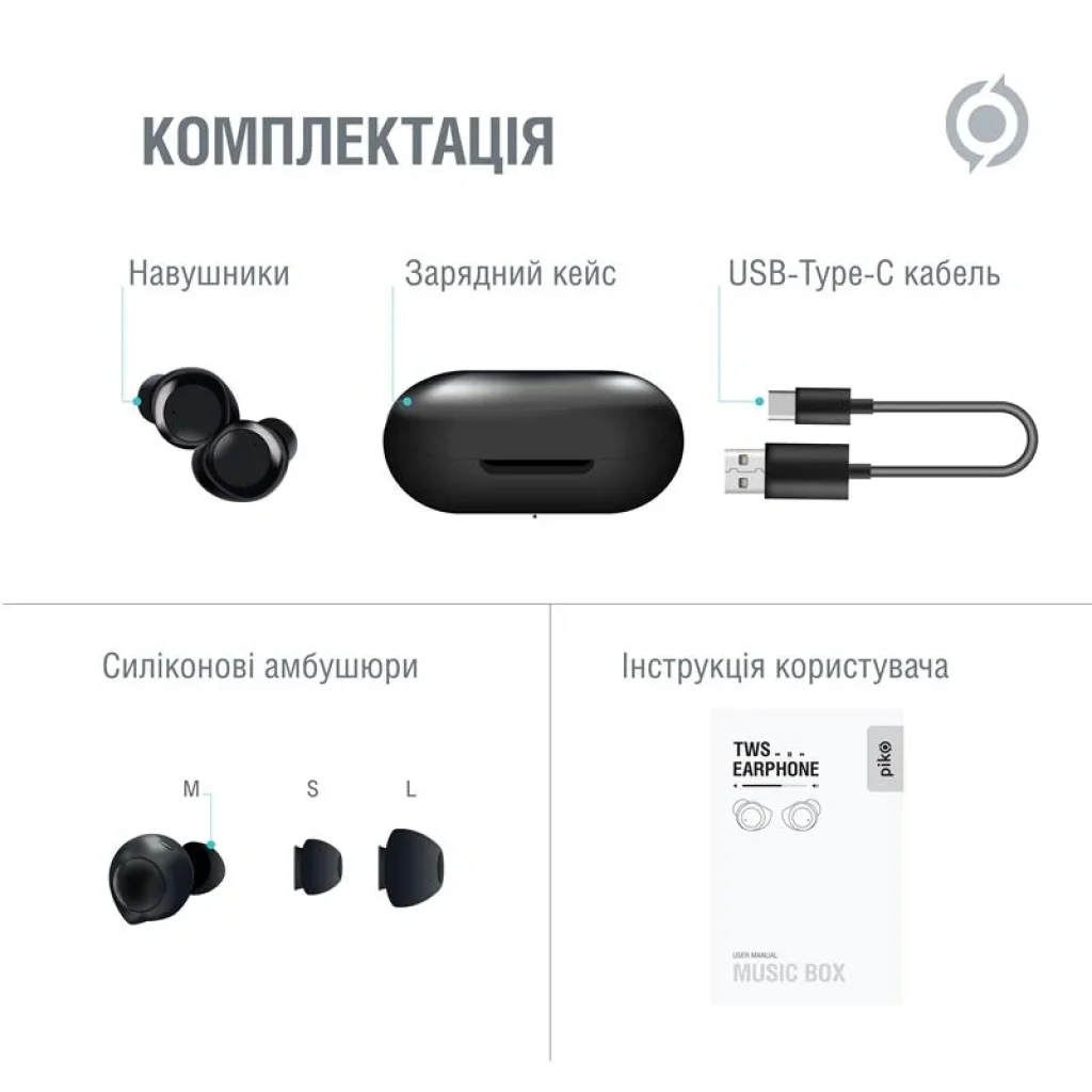 Bluetooth-гарнітура Piko TWS-MusicBox Black (1283126583414) UA