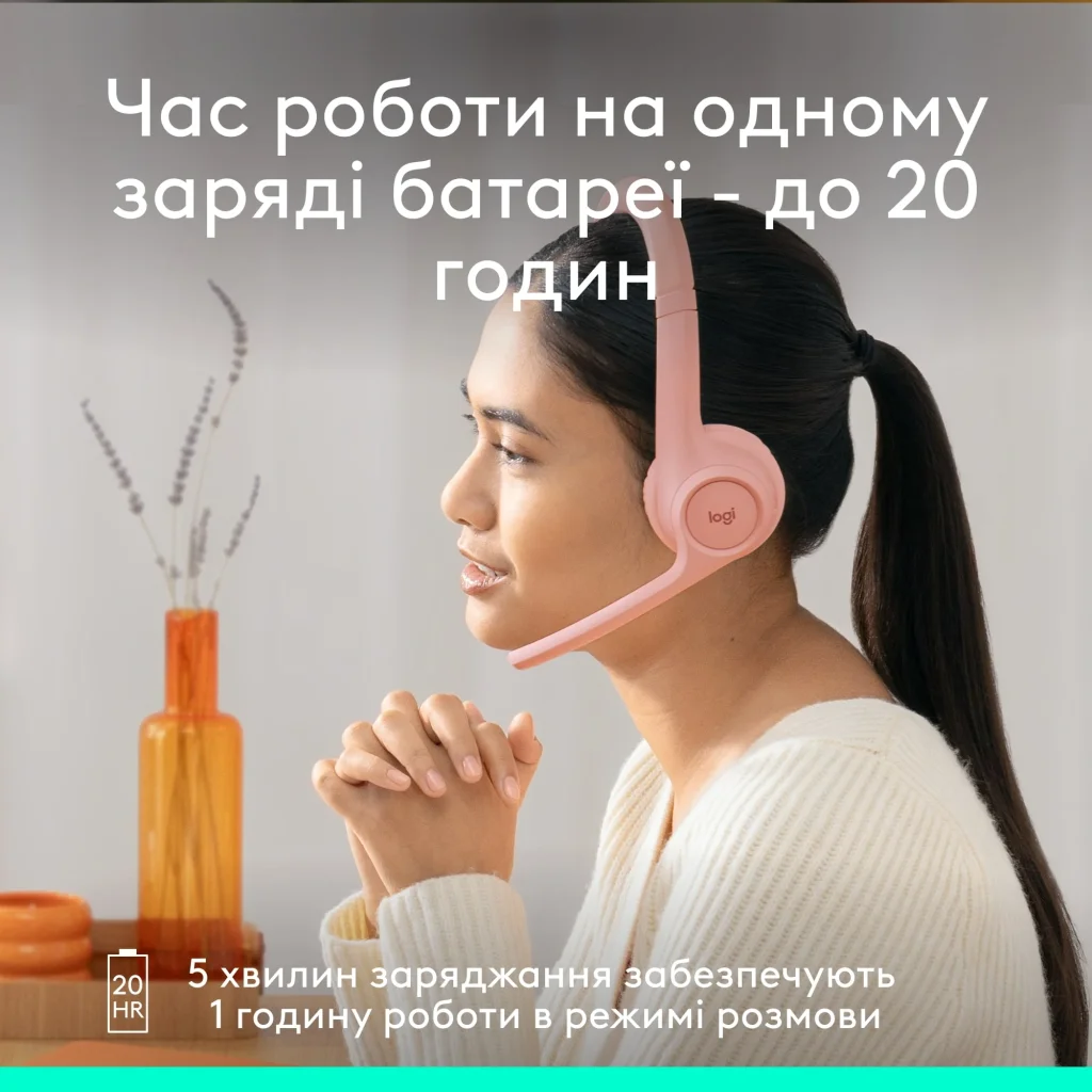 Bluetooth-гарнитура Logitech Zone 300 Wireless Rose (981-001412) UA