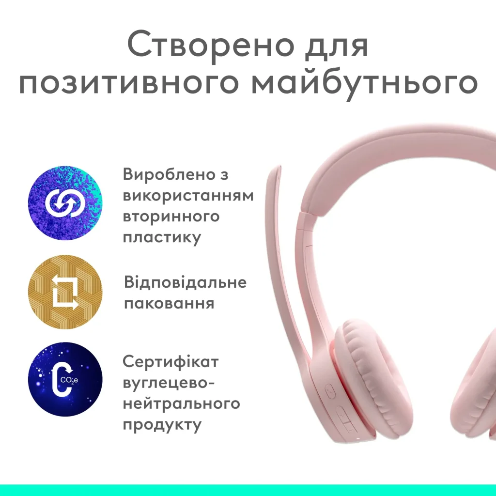 Bluetooth-гарнитура Logitech Zone 300 Wireless Rose (981-001412) UA