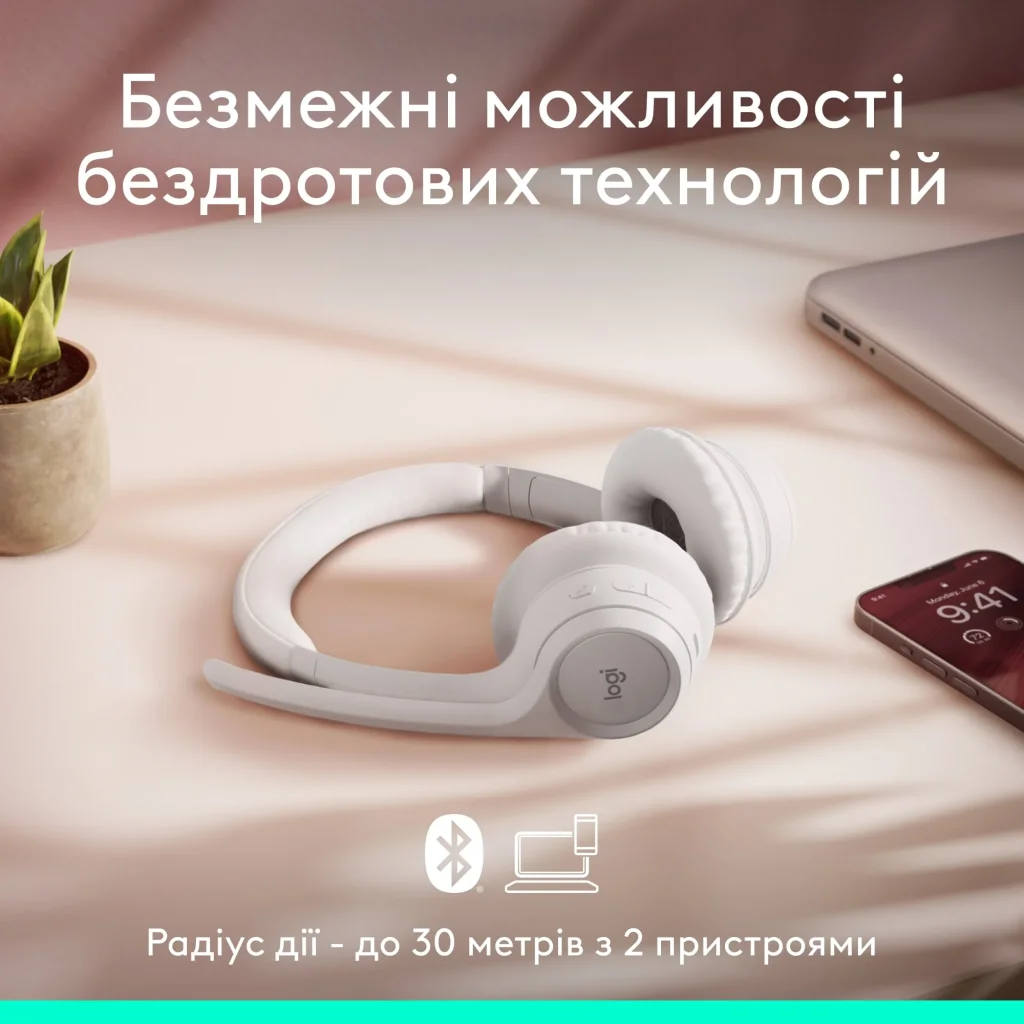 Bluetooth-гарнитура Logitech Zone 300 Wireless Off-White (981-001417) UA