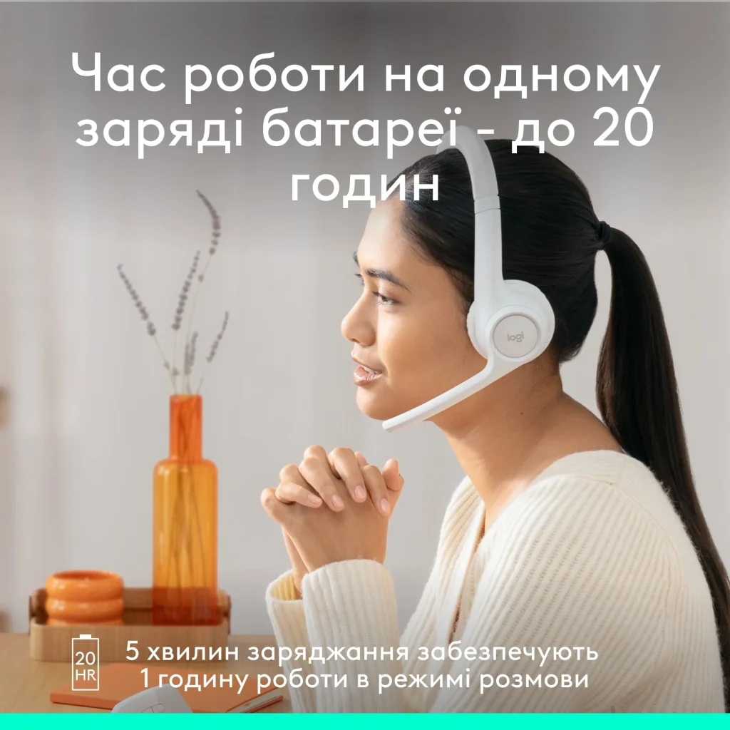 Bluetooth-гарнитура Logitech Zone 300 Wireless Off-White (981-001417) UA