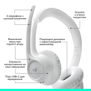 Bluetooth-гарнитура Logitech Zone 300 Wireless Off-White (981-001417) UA