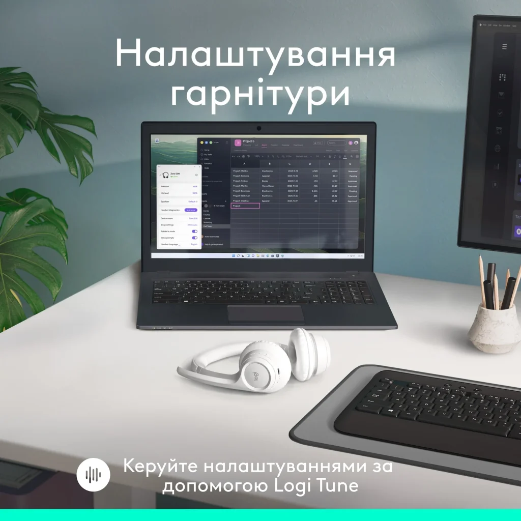 Bluetooth-гарнитура Logitech Zone 300 Wireless Off-White (981-001417) UA