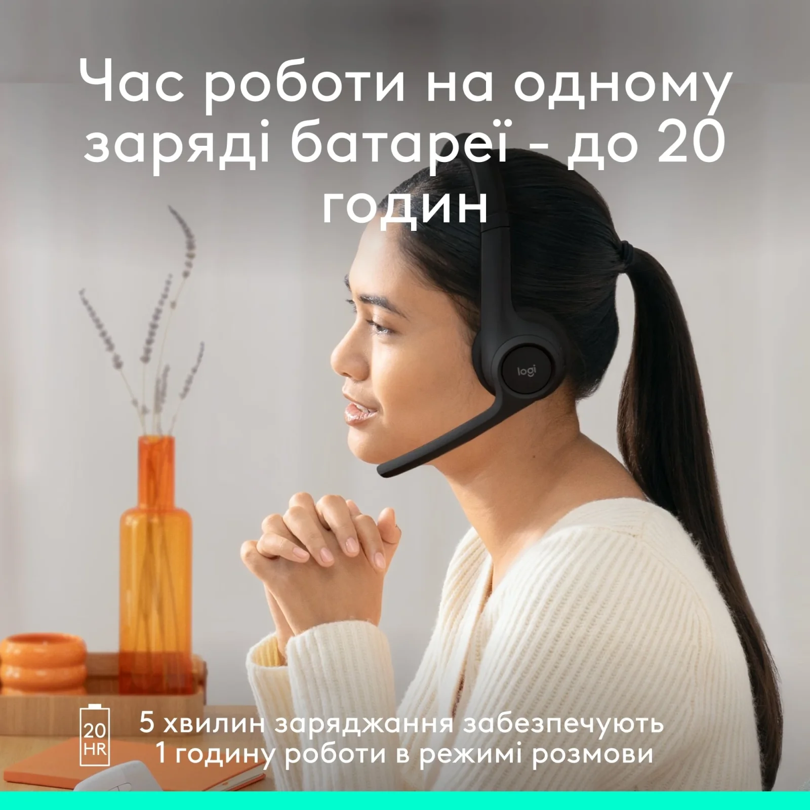 Bluetooth-гарнитура Logitech Zone 300 Wireless Black (981-001407) UA
