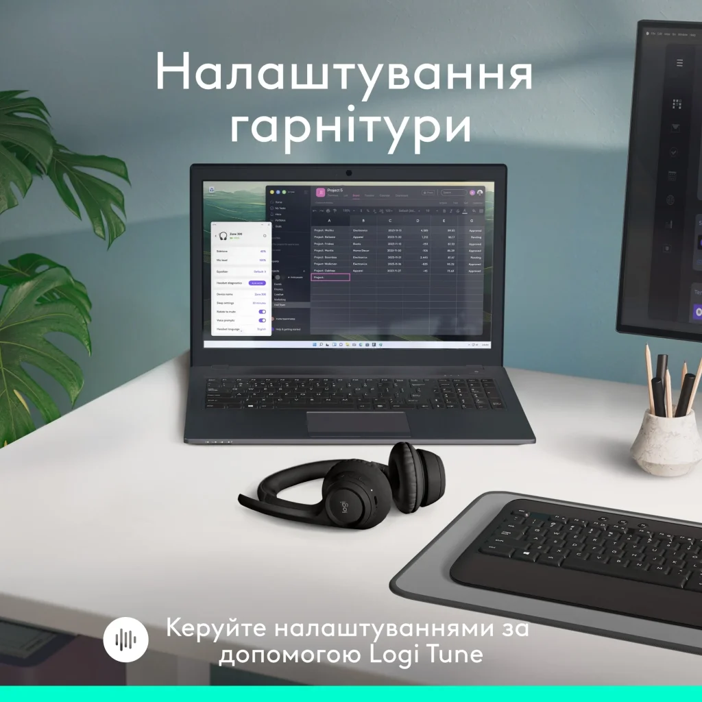 Bluetooth-гарнитура Logitech Zone 300 Wireless Black (981-001407) UA