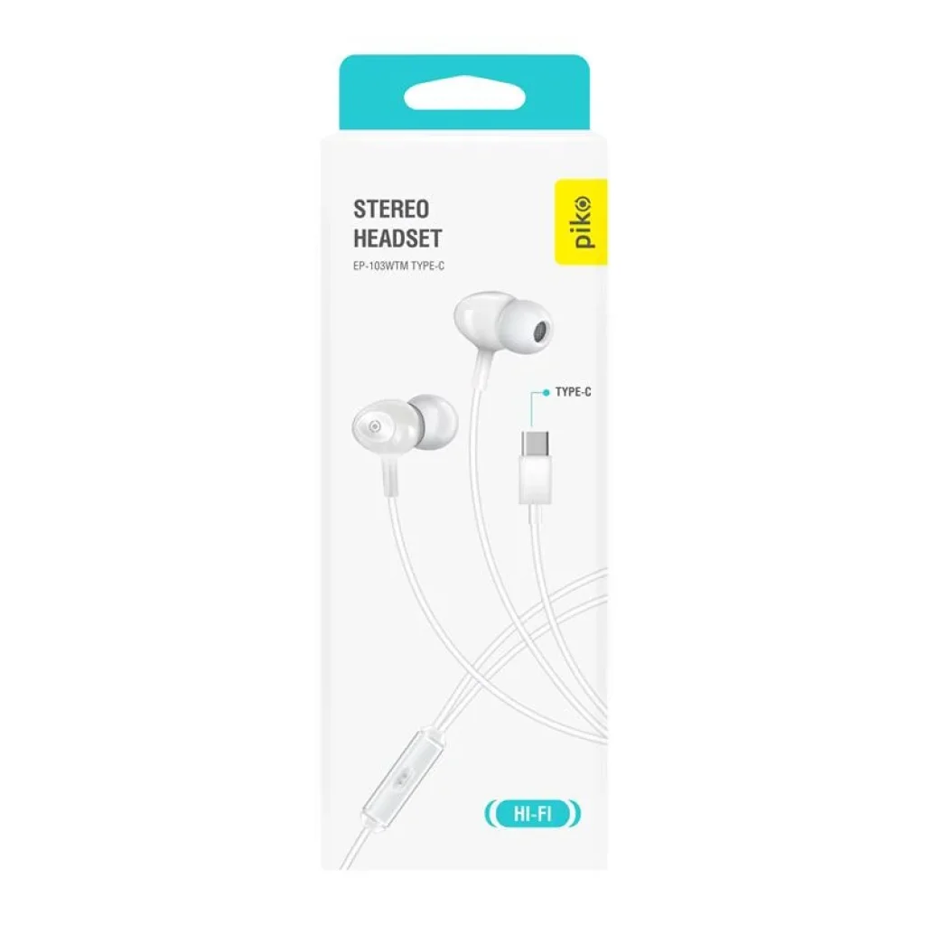 Гарнітура Piko EP-103BKM Type-C White (1283126590283) UA