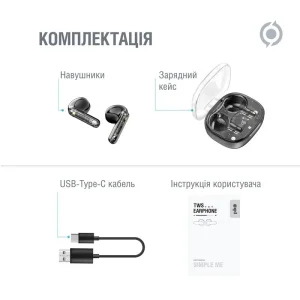 Bluetooth-гарнітура Piko TWS-SimpleMe Black (1283126583438) UA