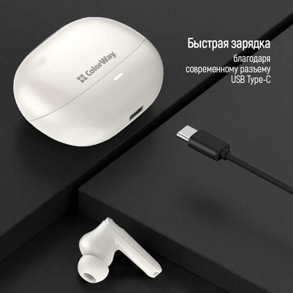 Bluetooth-гарнитура СolorWay Slim TWS-1 Earbuds Long Life Black (CW-TWS1BK1) UA