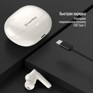 Bluetooth-гарнитура СolorWay Slim TWS-1 Earbuds Long Life Black (CW-TWS1BK1) UA