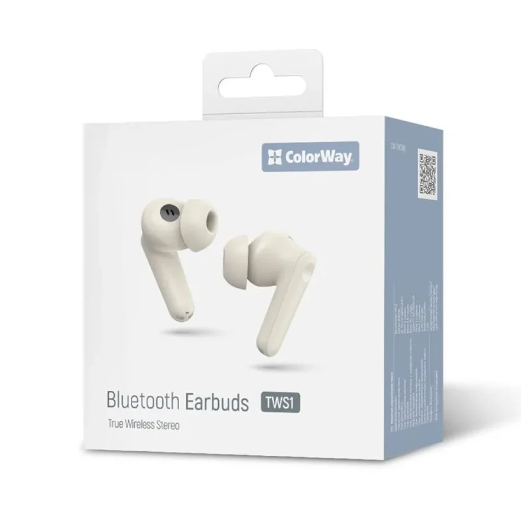 Bluetooth-гарнітура СolorWay Slim TWS-1 Earbuds Long Life Beige (CW-TWS1BE) UA
