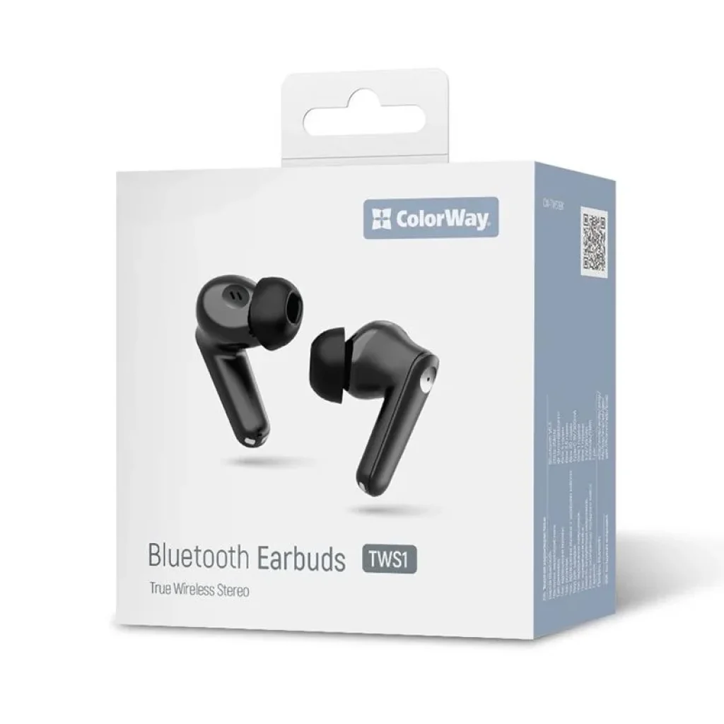 Bluetooth-гарнитура СolorWay Slim TWS-1 Earbuds Long Life Black (CW-TWS1BK1) UA