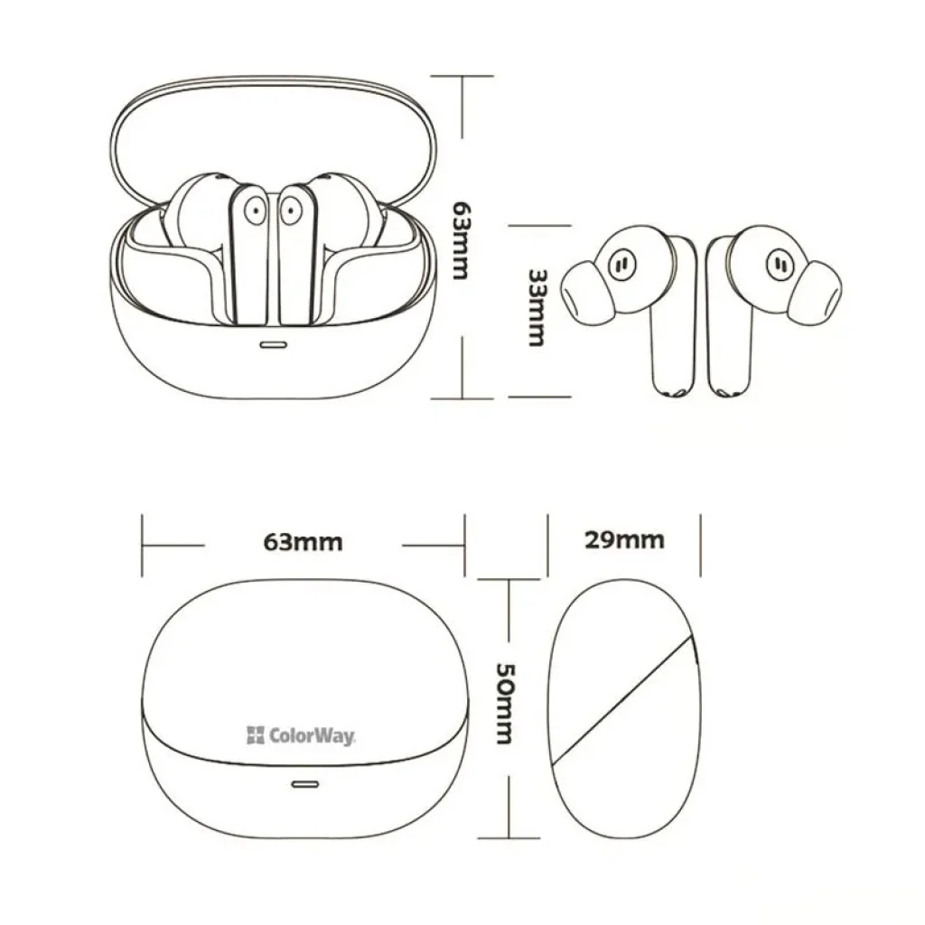 Bluetooth-гарнитура СolorWay Slim TWS-1 Earbuds Long Life Black (CW-TWS1BK1) UA