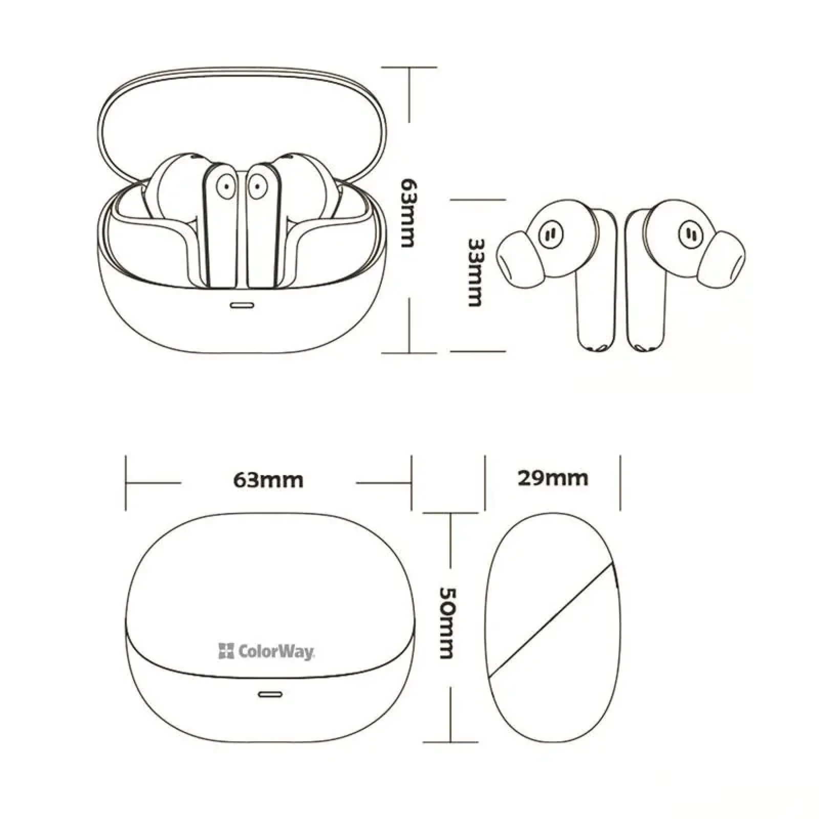 Bluetooth-гарнитура СolorWay Slim TWS-1 Earbuds Long Life Black (CW-TWS1BK1) UA