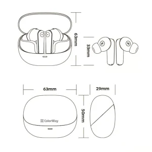 Bluetooth-гарнитура СolorWay Slim TWS-1 Earbuds Long Life Black (CW-TWS1BK1) UA