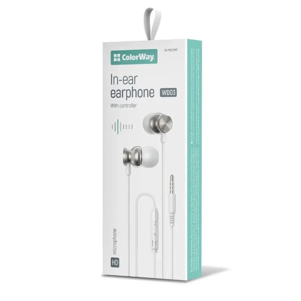 Гарнитура СolorWay 3.5 mm Wired Earphone UrbanBeat White (CW-WD03WT) UA