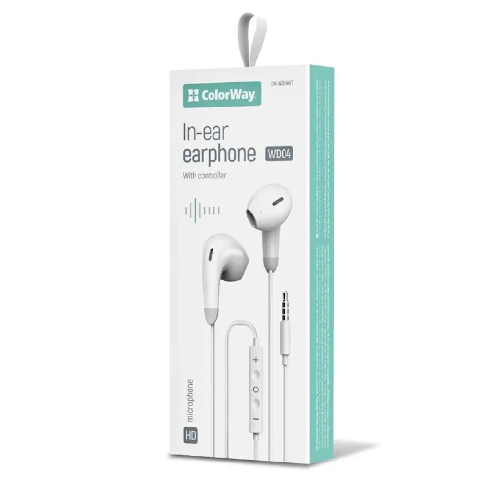 Гарнітура СolorWay 3.5 mm Wired Earphone Sound Wave White (CW-WD04WT) UA