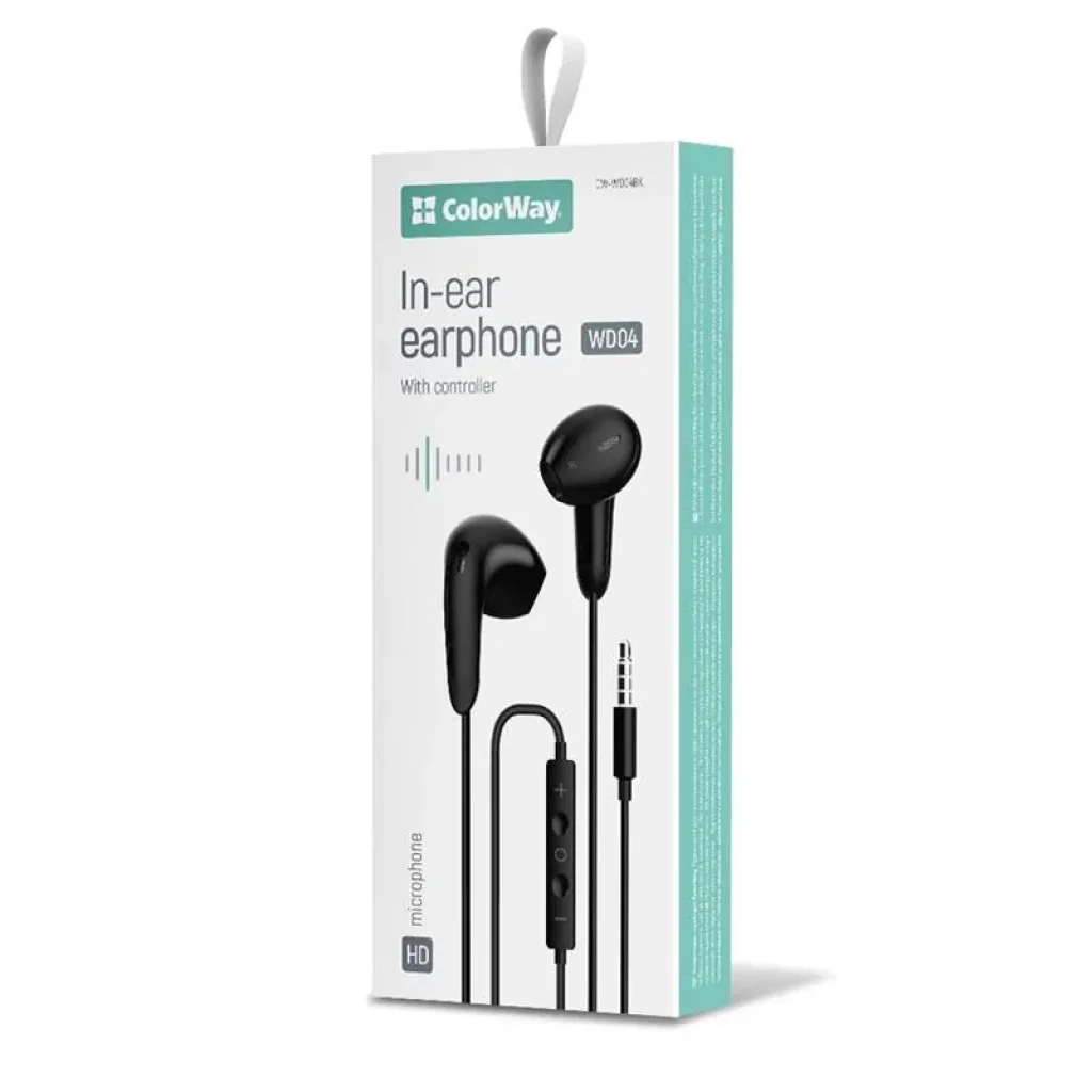 Гарнітура СolorWay 3.5 mm Wired Earphone Sound Wave Black (CW-WD04BK) UA