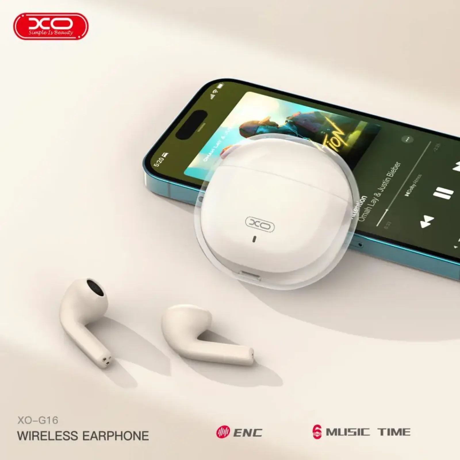 Bluetooth-гарнитура XO G16 ENC TWS White (XO-G16WH) UA