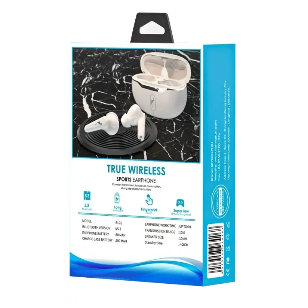 Bluetooth-гарнітура SkyDolphin TWS SL26 White (SDBTE-000189) UA