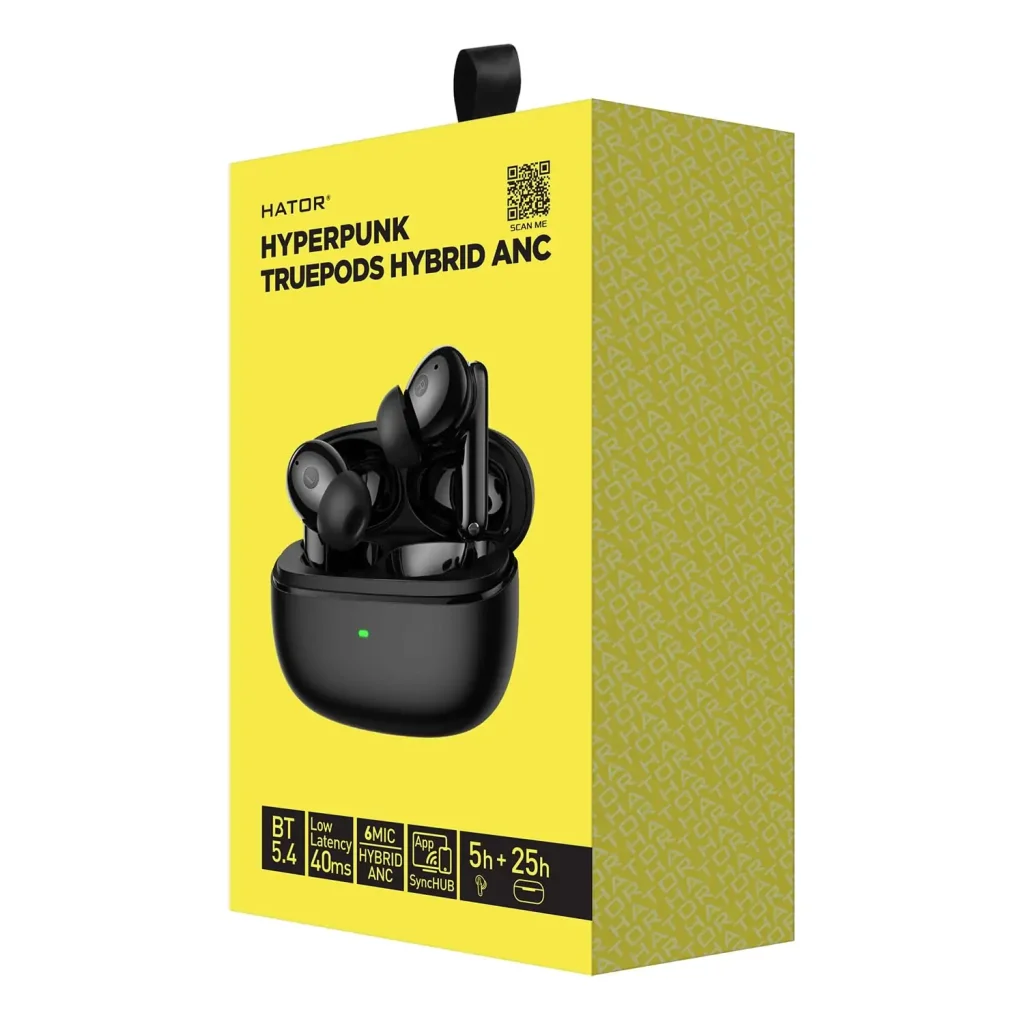 Bluetooth-гарнiтура Hator Hyреrpunk Truepods Hybrid ANC Black (HTA431) UA