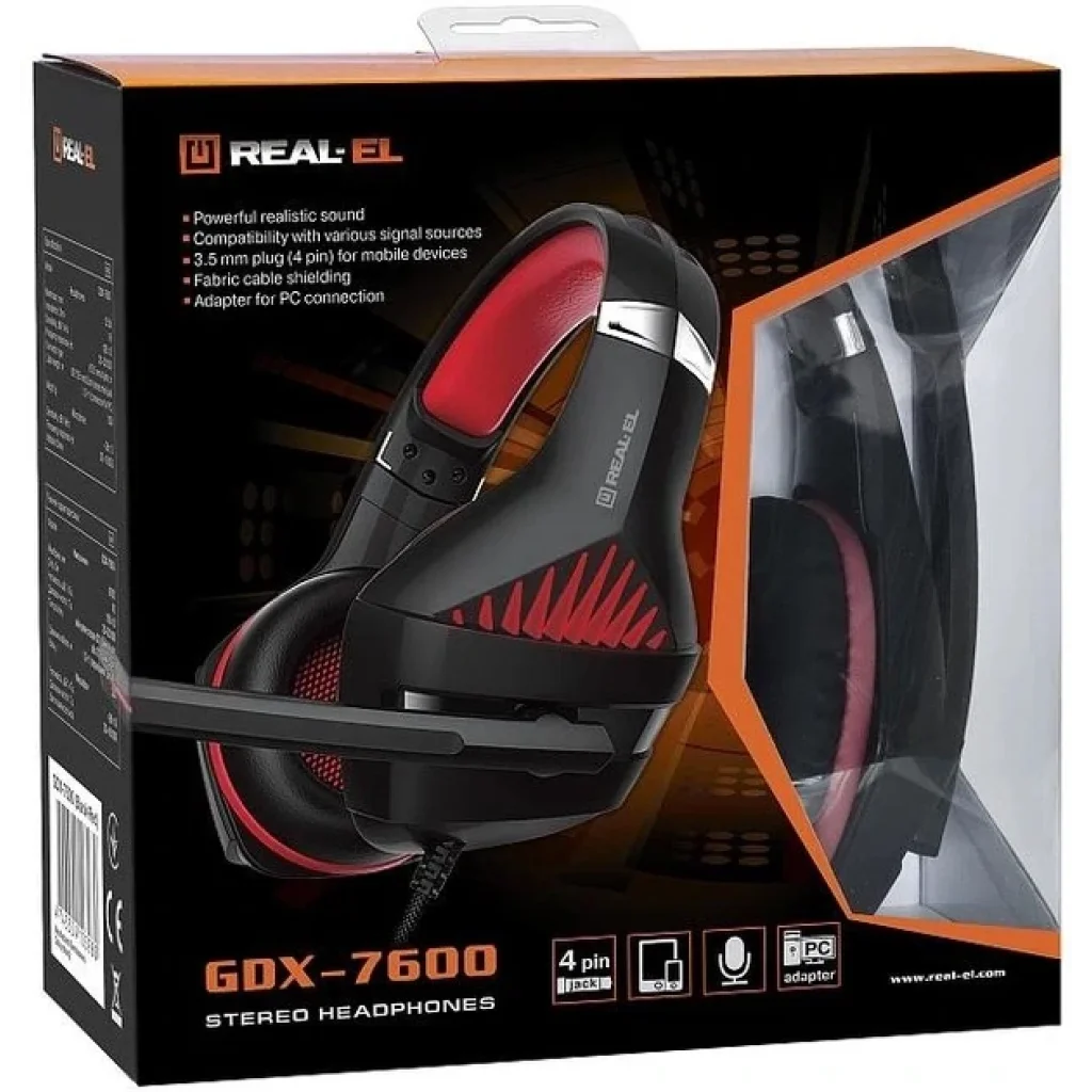 Гарнітура REAL-EL GDX-7600 Black/Red, EL124100028 UA