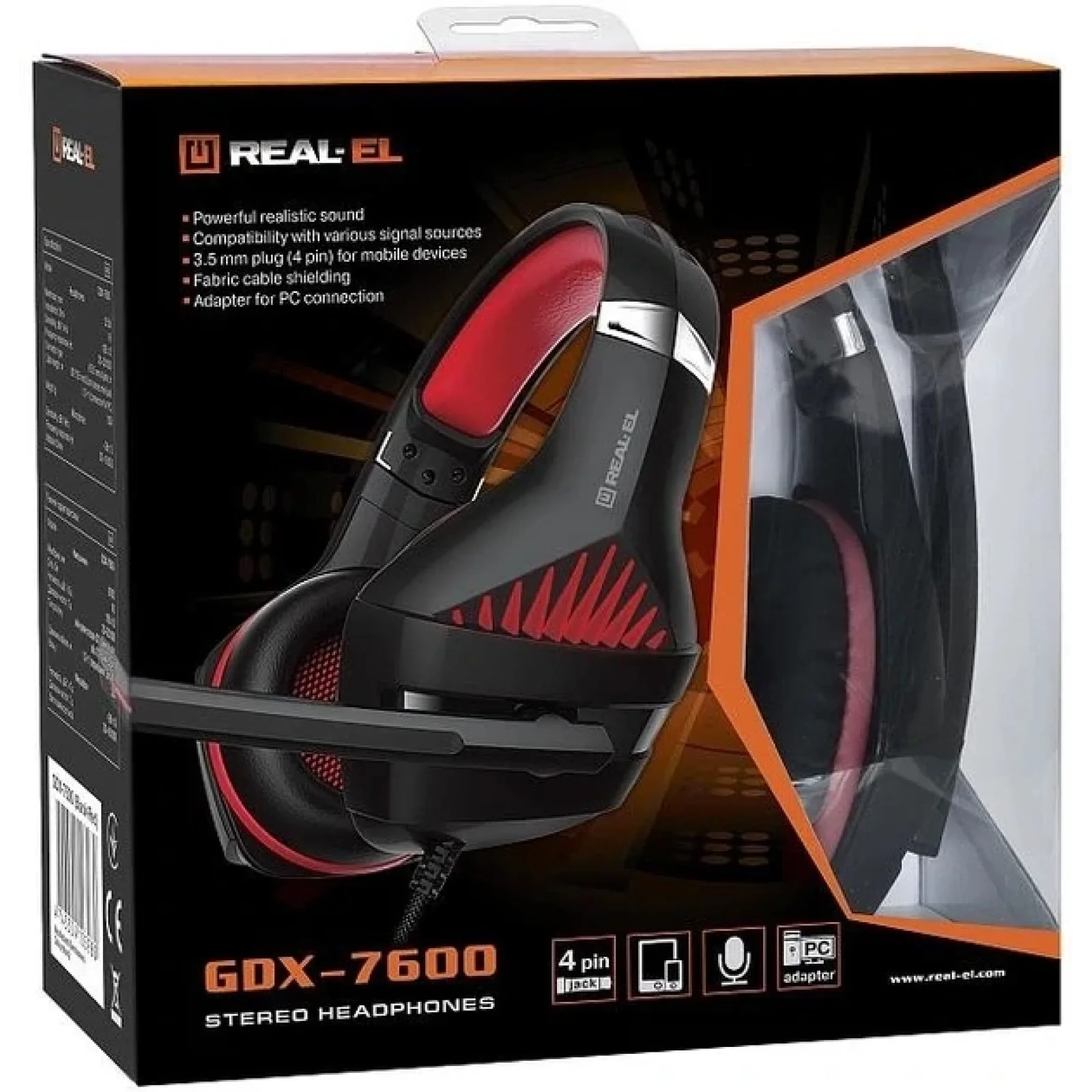 Гарнітура REAL-EL GDX-7600 Black/Red, EL124100028 UA