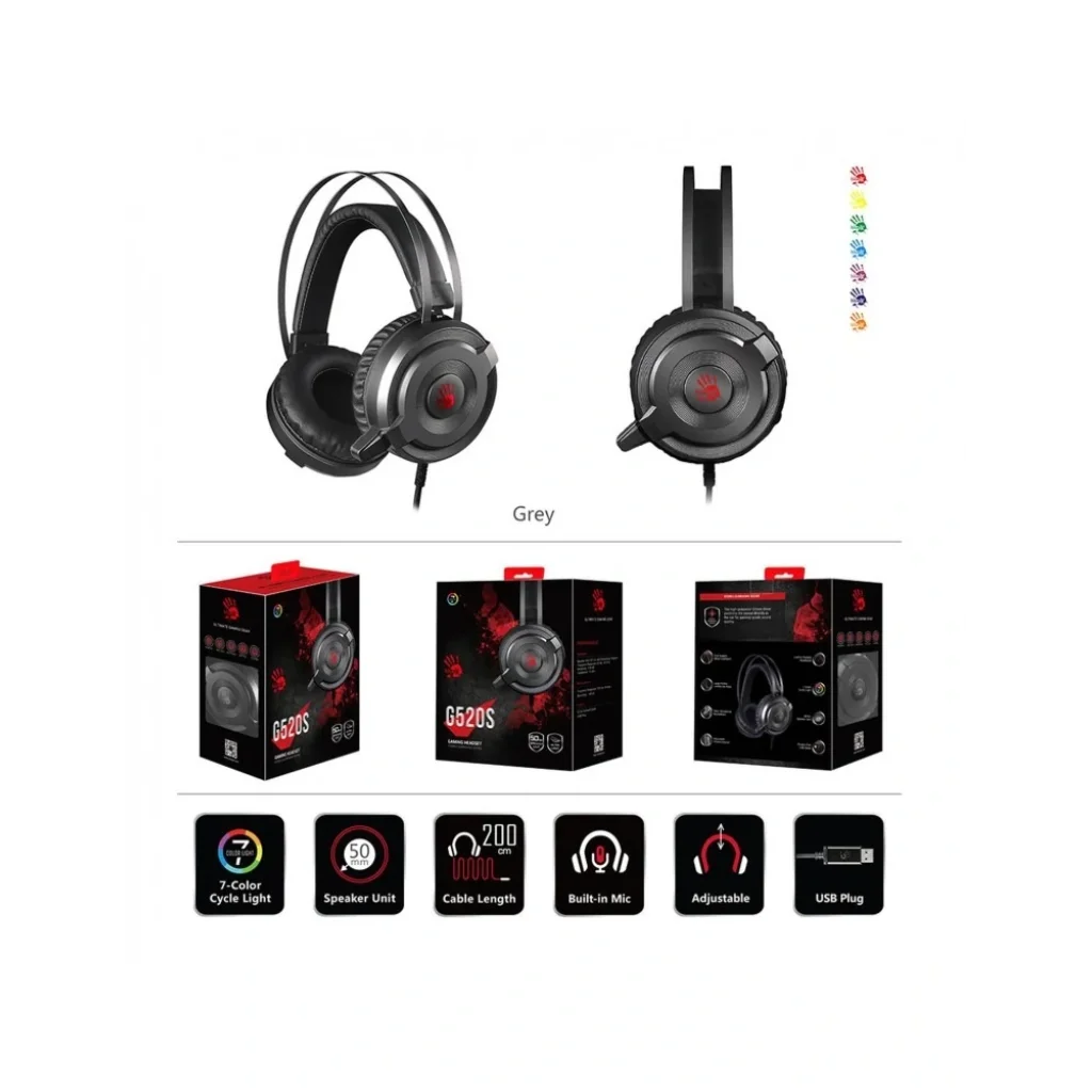 Гарнитура A4Tech Bloody G520S Grey, G520S Bloody (Grey) UA