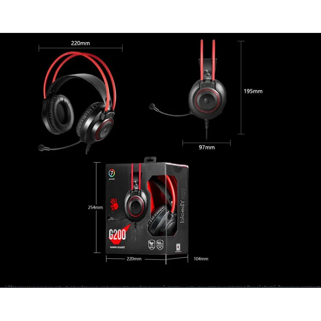 Гарнітура A4Tech Bloody G200 Black/Red, G200 Bloody (Black+Red) UA