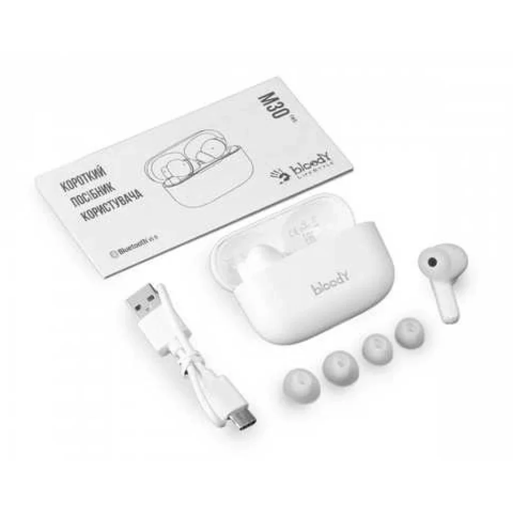 Bluetooth-гарнитура A4Tech Bloody M30 White, M30 Bloody (White) UA