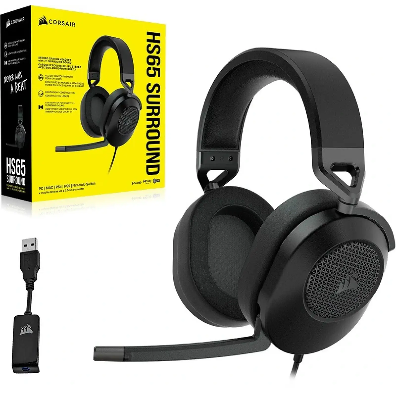 Гарнітура Corsair HS65 Surround Headset Carbon (CA-9011270-EU) UA