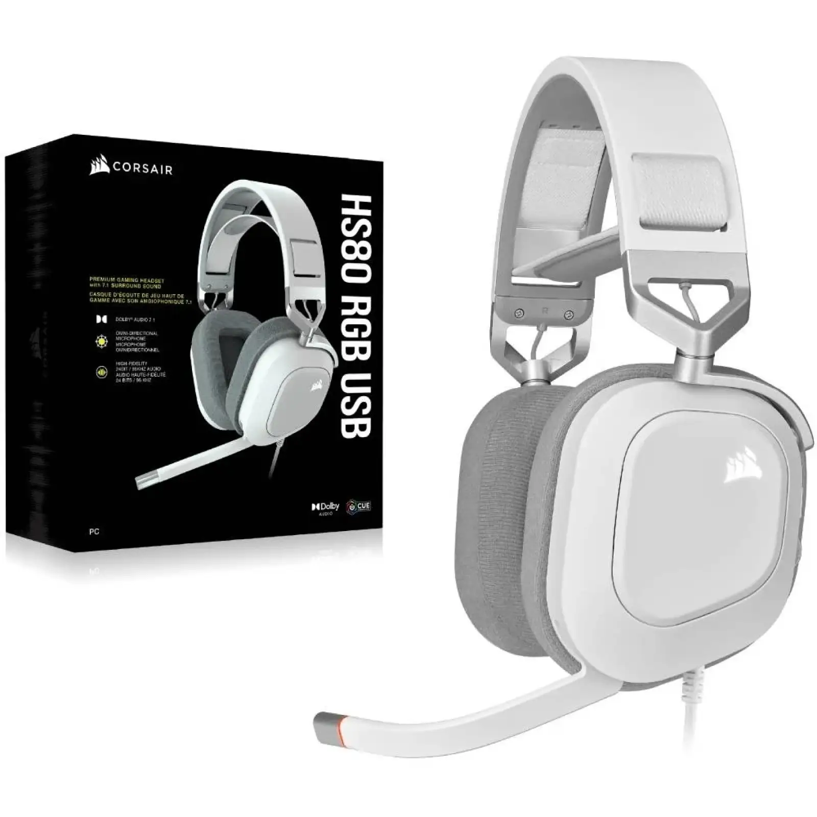 Гарнітура Corsair HS80 RGB USB Headset White (CA-9011238-EU) UA
