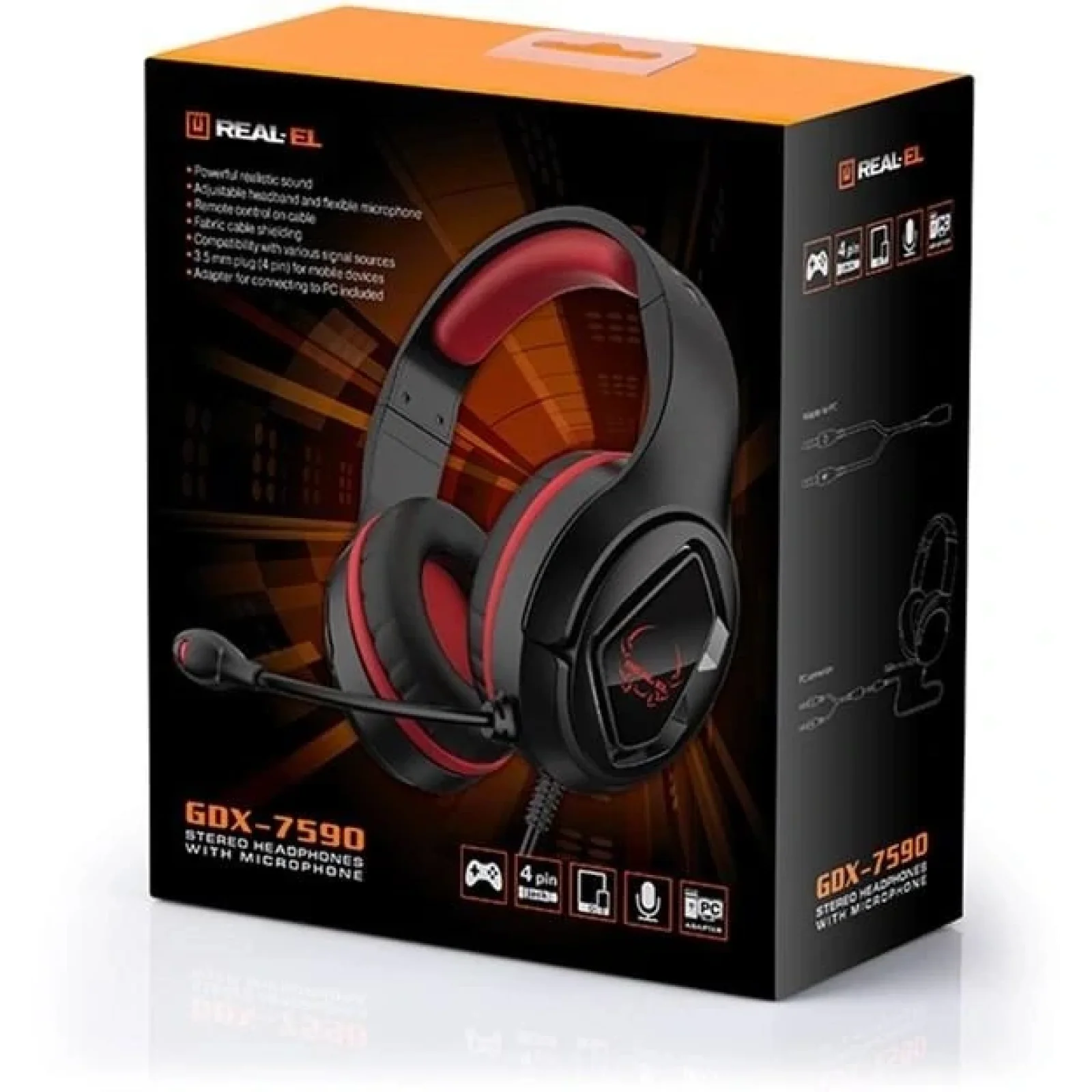 Гарнитура REAL-EL GDX-7590 Black/Red, EL124100050 UA