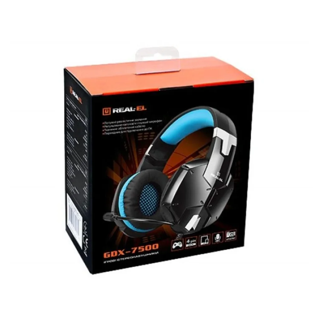 Гарнітура REAL-EL GDX-7500 Black/Blue, EL124100015 UA