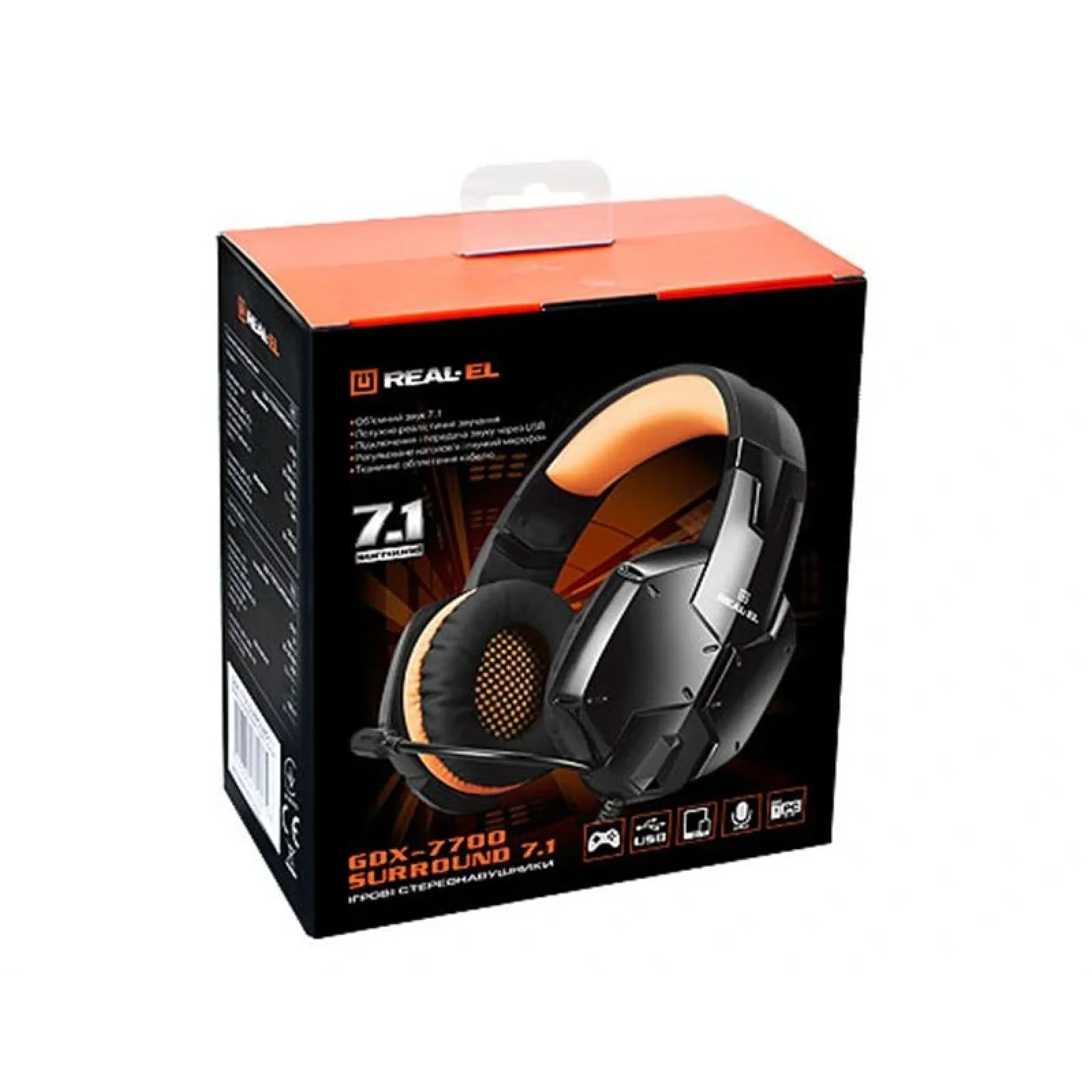 Гарнітура REAL-EL GDX-7700 Black/Orange, EL124100016 UA
