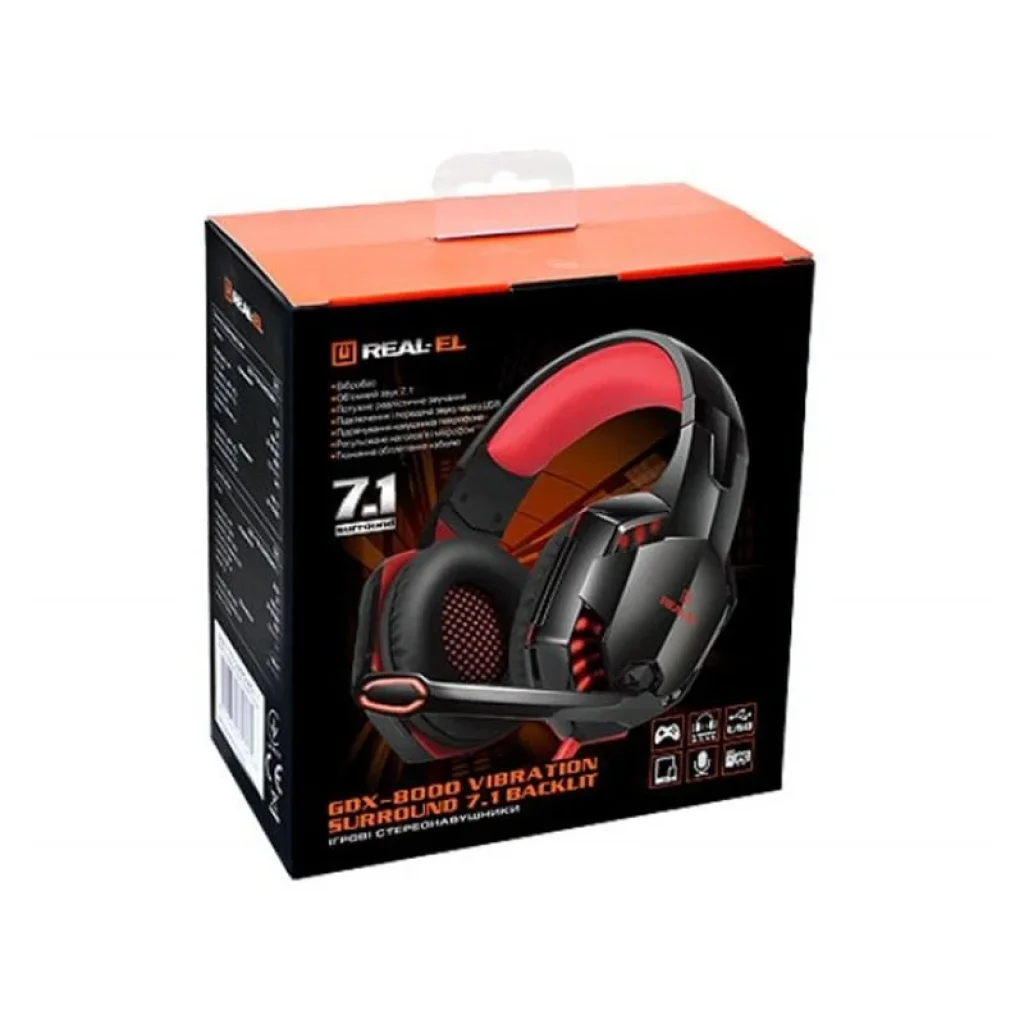Гарнітура REAL-EL GDX-8000 Black/Red, EL124100017 UA