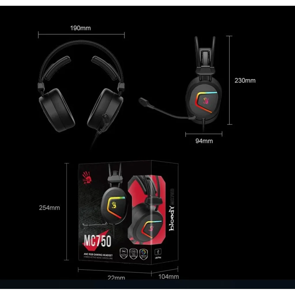 Гарнитура A4Tech MC750 Bloody Black, MC750 Bloody (Black) UA
