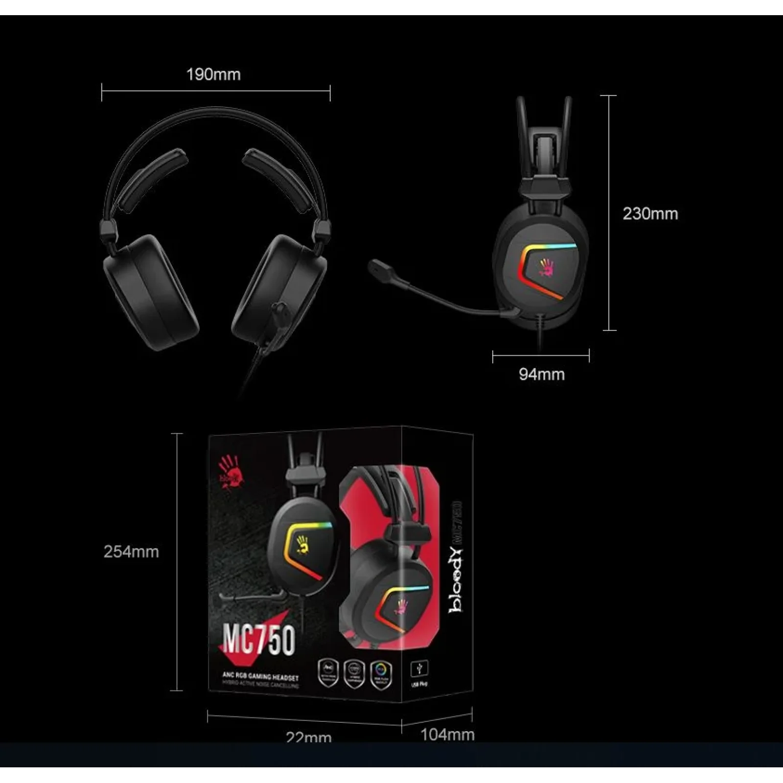 Гарнитура A4Tech MC750 Bloody Black, MC750 Bloody (Black) UA