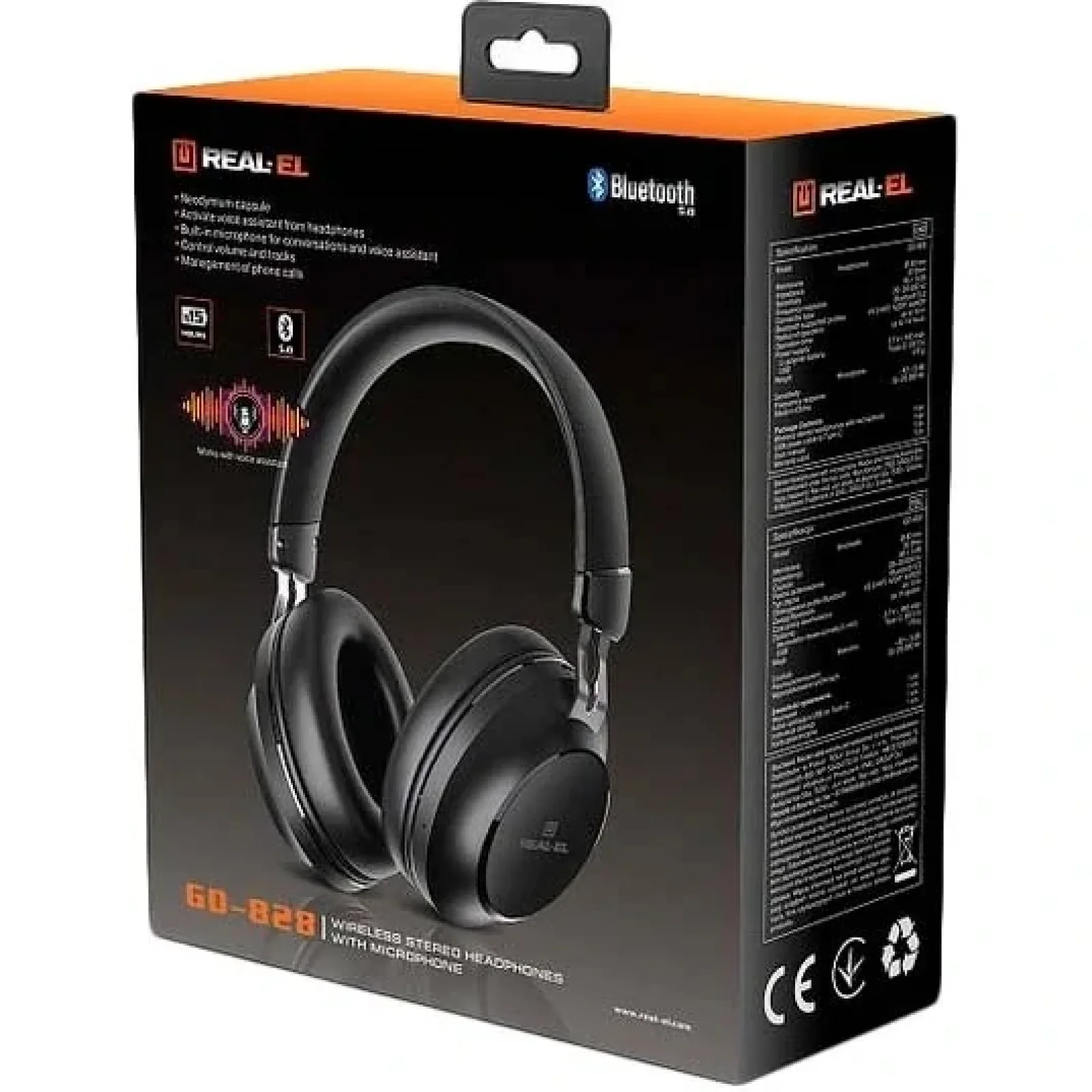 Bluetooth-гарнітура REAL-EL GD-828 Black, EL124100052 UA