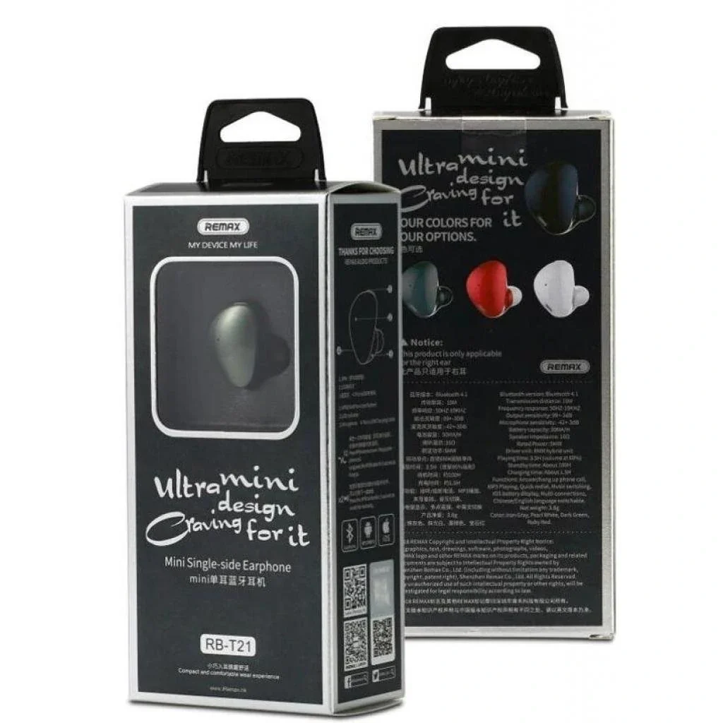 Bluetooth-гарнітура Remax RB-T21 Black (6954851287919) UA