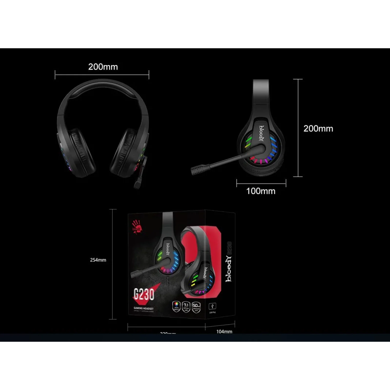 Гарнитура A4Tech Bloody G230p Black, G230p Bloody (Black) UA