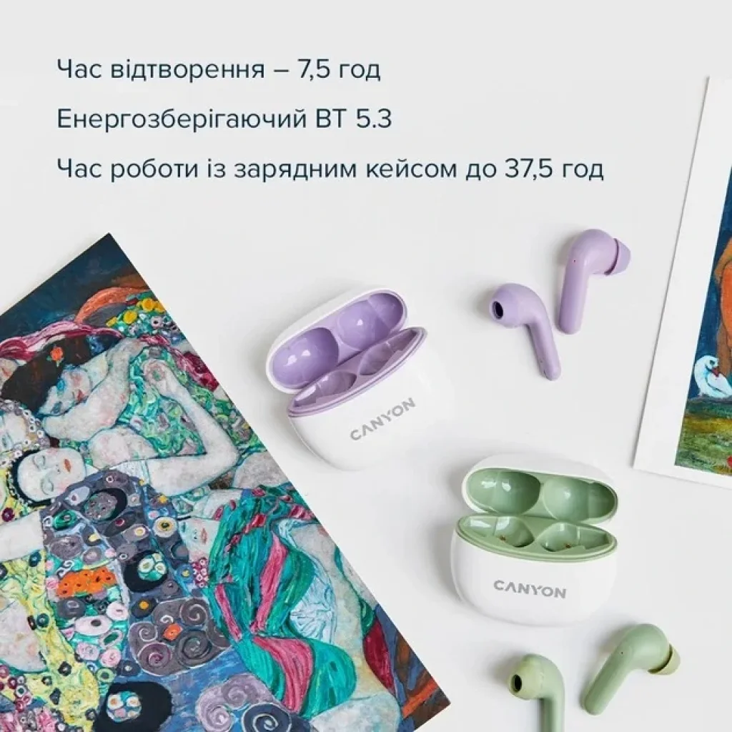 Bluetooth-гарнітура Canyon TWS-5 White (CNS-TWS5W) UA