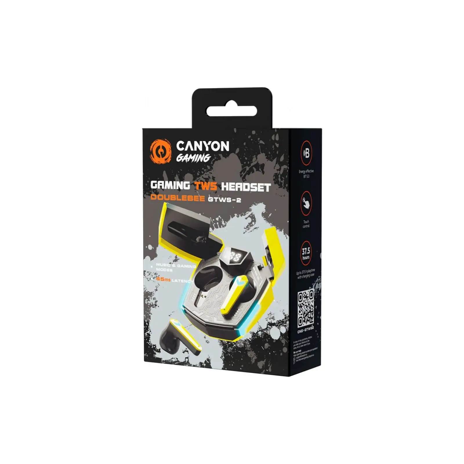 Bluetooth-гарнитура Canyon Doublebee GTWS-2 Gaming Yellow (CND-GTWS2Y) UA