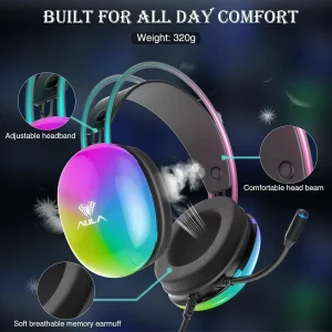 Гарнитура Aula S505 RGB Transparent Gaming Headset Black (6948391235479) UA